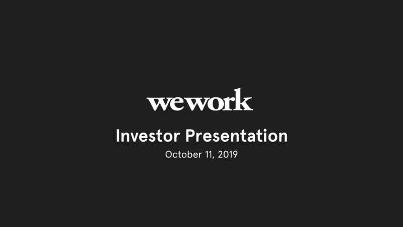 WeWork Pitch Deck (2019) Slide 1